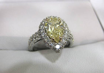 A2446 - Custom Platinum Ring With Yellow Diamond