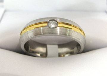 White and Yellow Gold Men's Wedding Band S505