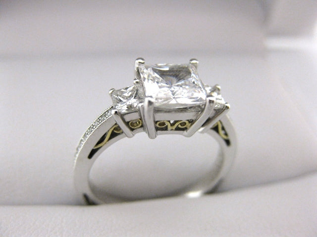 A1951 - 18 Karat White and Yellow Gold Simon G. Engagement Ring