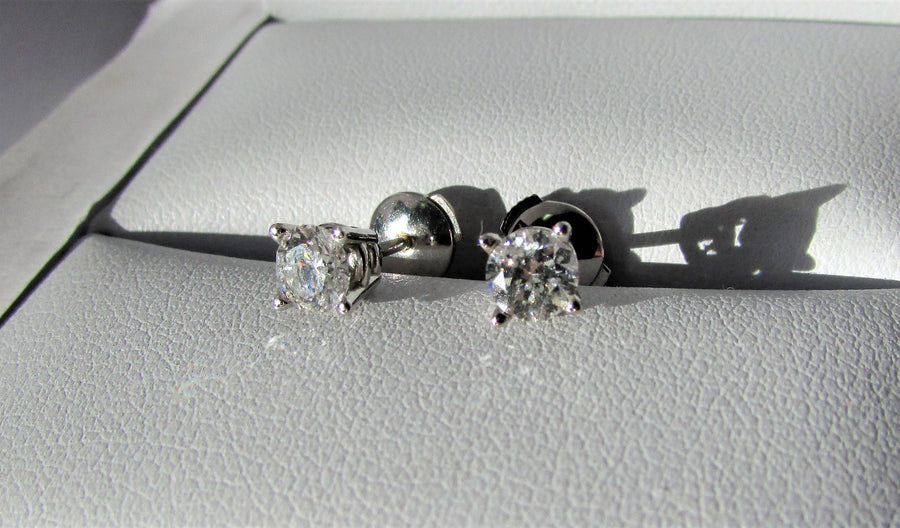 J8302 - 14 Karat White Gold Diamond Stud Earrings