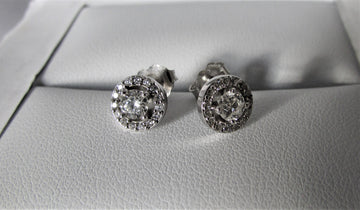 J8742 - 14 Karat White Gold Diamond Stud Earrings