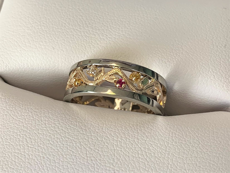 TH7406 - 14 Karat White and Yellow Gold Custom Family Ring