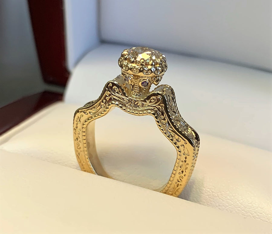 18 Karat Yellow Gold Custom Engagement Ring