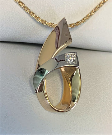 TI10042 - 14 Karat White and Yellow Gold Custom Pendant