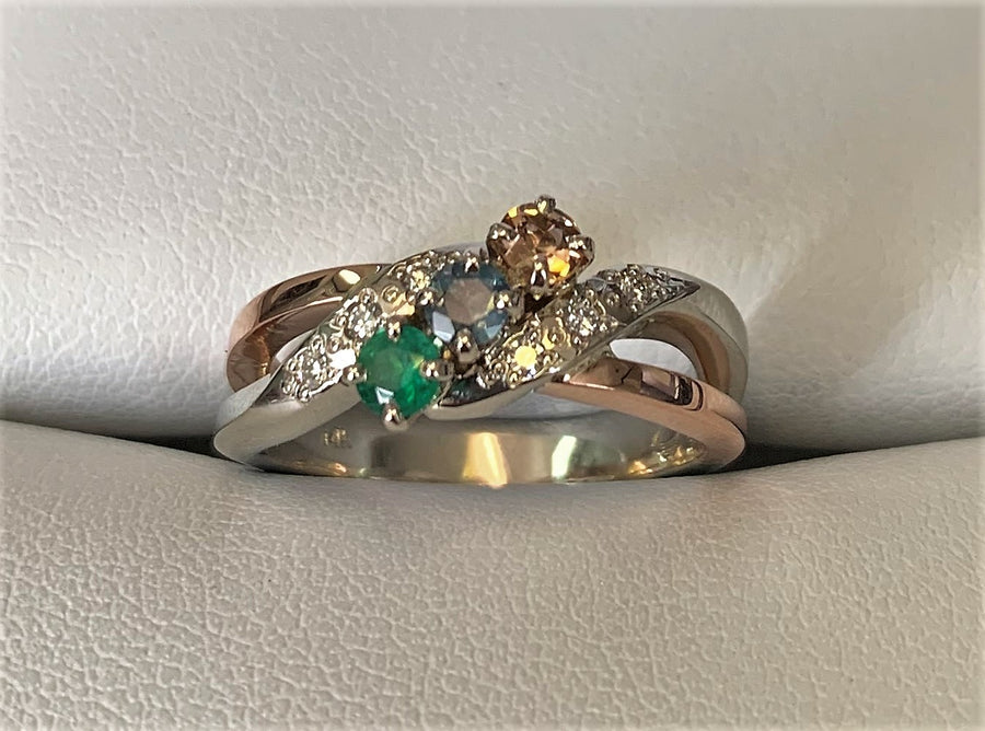 TH10084 - 14 Karat White and Rose Gold Custom Family Ring
