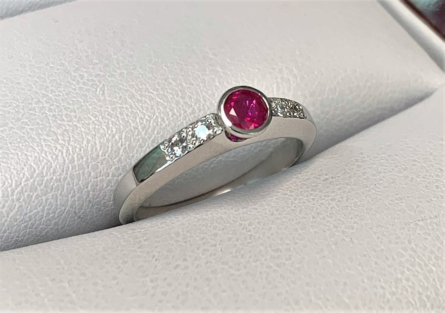 TH10104 - Platinum Custom Ruby and Diamond Ring