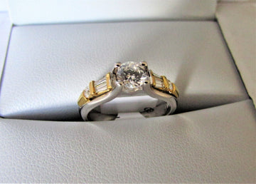 A1277- 14 Karat White and 18 Karat Yellow Gold Engagement Ring