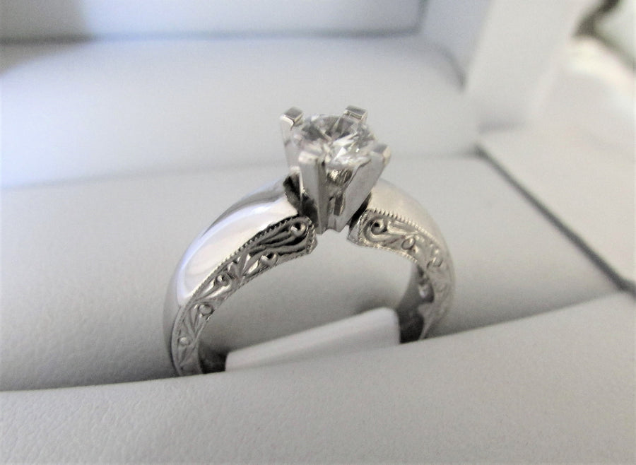 A1312- 14 Karat White Gold Engagement Ring