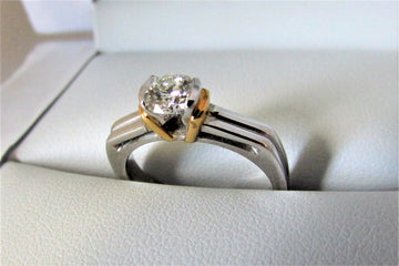 A1345 - 18 Karat White and Yellow Gold Engagement Ring