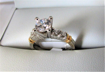 A1358 - 14 Karat White and Yellow Gold Engagement Ring