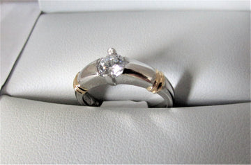 A1528 - Platinum and 18 Karat Yellow Gold Engagement Ring