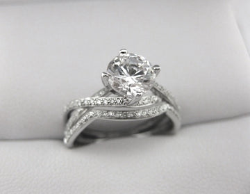 A2042 - 18 Karat White Gold Simon G. Engagement Ring and Band