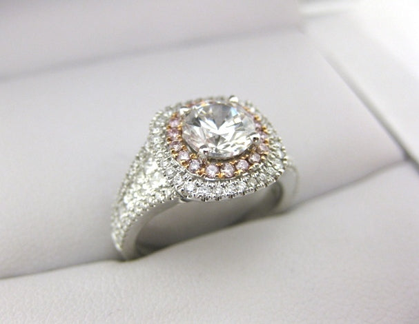 A2414 - 18 Karat White and Rose Gold Simon G. Engagement Ring