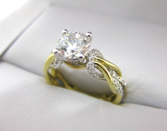 A2551 - 18 Karat White and Yellow Gold Simon G. Engagement Ring