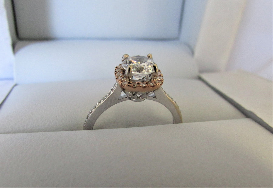 APA4819 - 14 Karat White and Rose Gold Engagement Ring