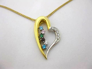 API3777 - Yellow and White Gold Family Pendant