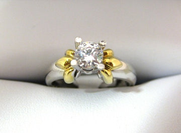 AT1292 - 18 Karat White and Yellow Gold Engagement Ring