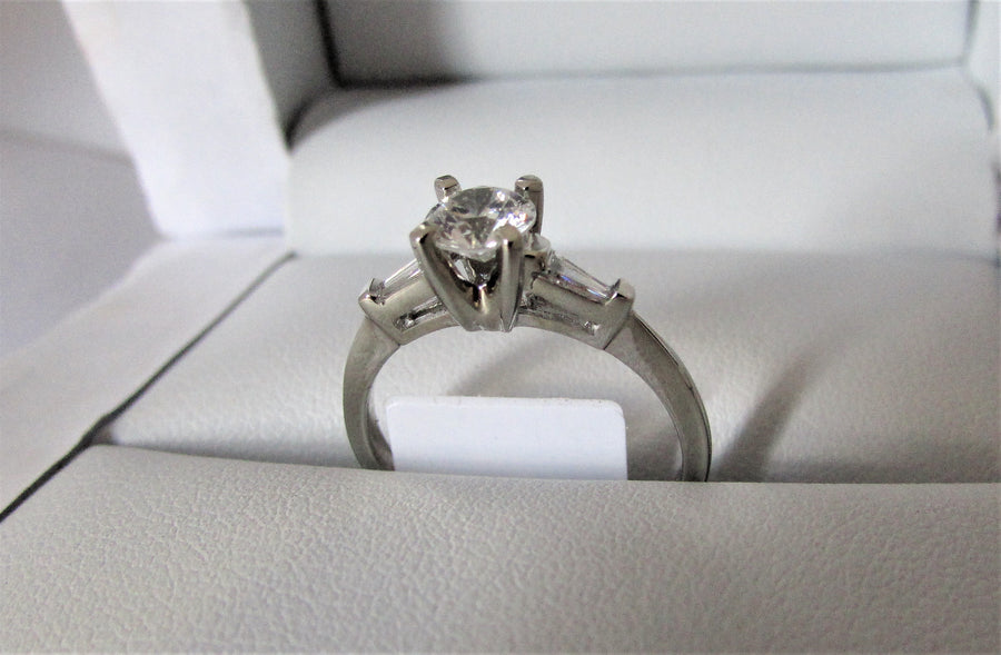 AT1470 - 19 Karat White Gold Engagement Ring