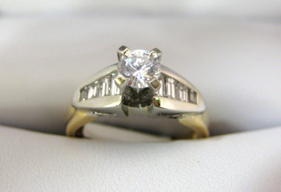AT1472 - 14 Karat Yellow and White Gold Engagement Ring