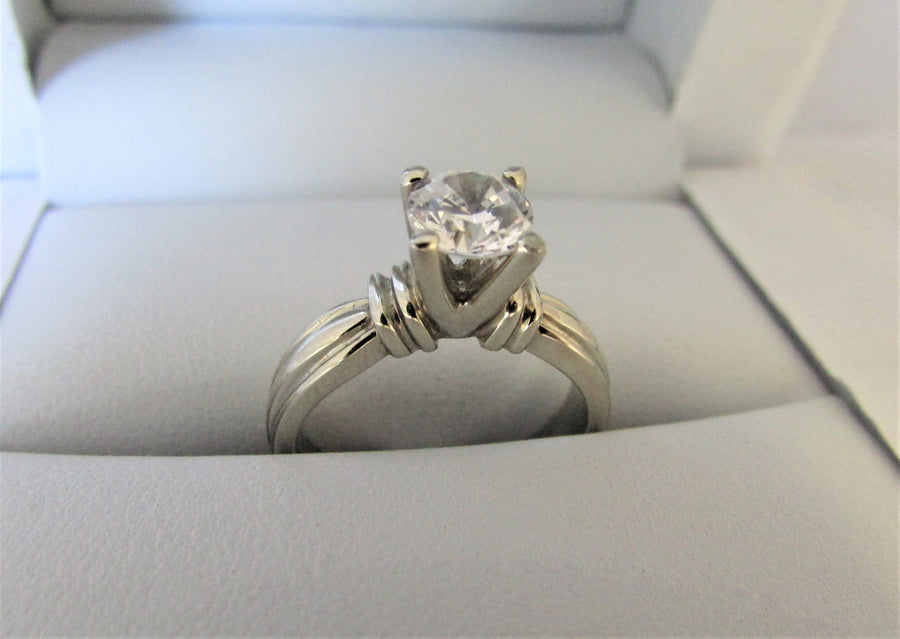 AT1487 - 19 Karat White Gold Engagement Ring