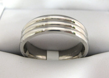 White Gold Men's Wedding Band D001