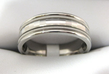 White Gold Men's Wedding Band D017