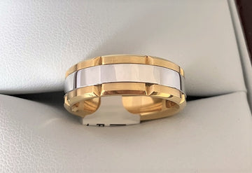 APF4892 - 18 Karat White and Yellow Gold Men's Carlex Band