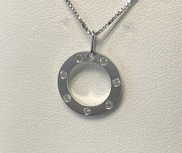 I6065 - 14 Karat White Gold Circle Pendant