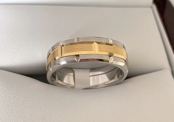 APF4889 - 18 Karat White and Yellow Gold Men's Carlex Band