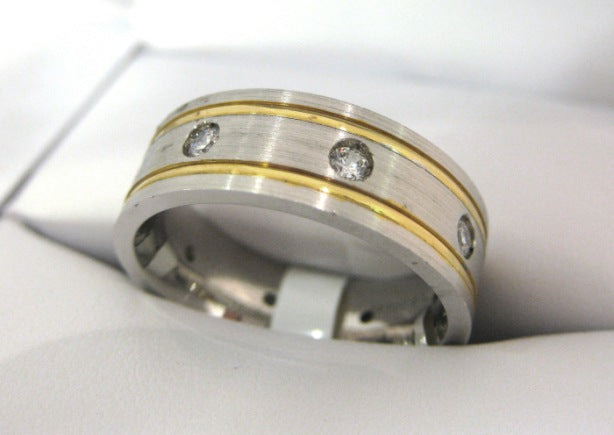White and Yellow Gold Men's Wedding Band S109