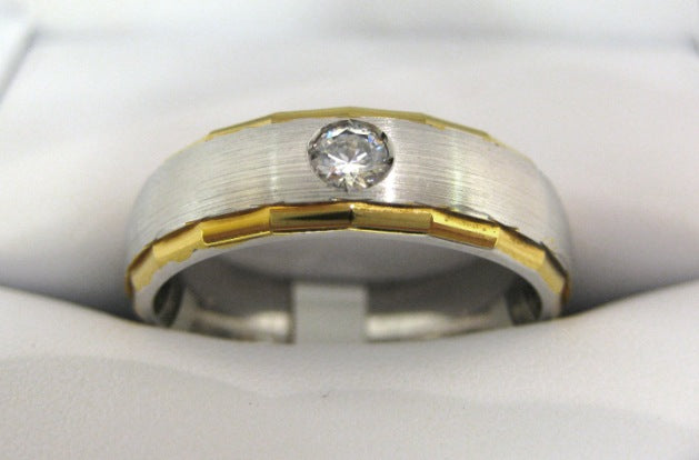 White and Yellow Gold Men's Wedding Band S506