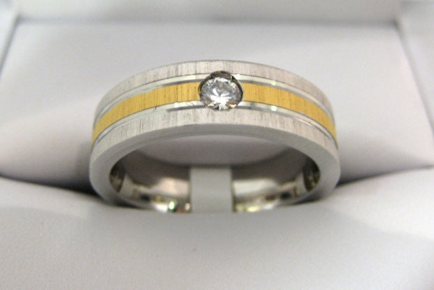 White and Yellow Gold Men's Wedding Band S507
