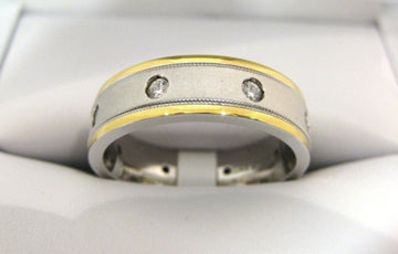 White and Yellow Gold Men's Wedding Band S510