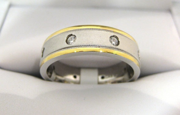 White and Yellow Gold Men's Wedding Band S510
