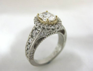 TA6982 - 14 Karat White and Yellow Gold Custom Engagement Ring