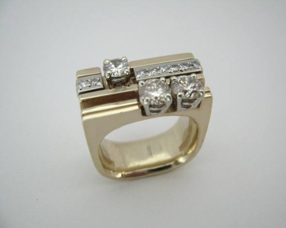 TC6993 - 14 Karat Yellow and White Gold Custom Ring